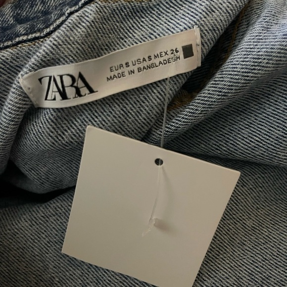 ZARA Long Sleeve Zip Front Denim Jumpsuit Flight Suit Small NWT Blogger Favorite - Picture 7 of 7
